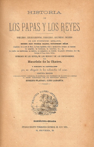 Historia De Los Papas Y Los Reyes (tomo Iii) -  De La Chatre