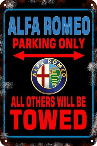 Carteles De Chapa 60x40 Parking Only Us Alfa Romeo Pa-103