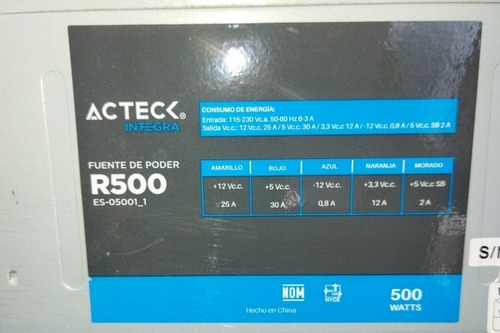 Fuente De Poder Acteck 500w Atx Gris Para Cpu Torre