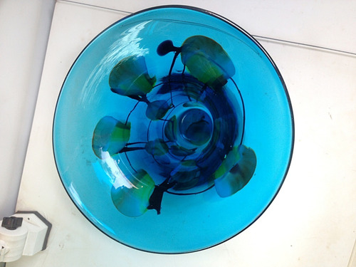 Vaso Murano Azul Com Desenhos (código 1708) (Usado)