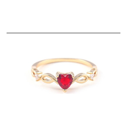 Anillo Corazón Zircón Suizo Acero