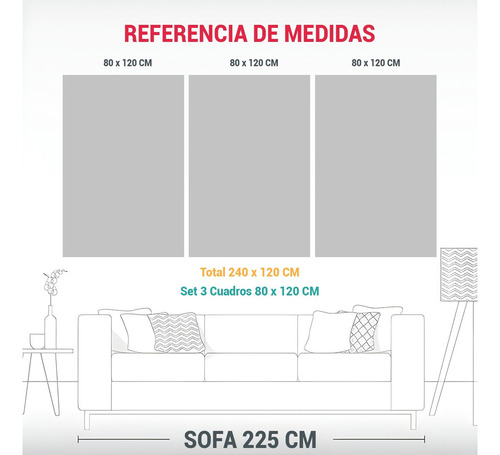 240x120cm Tríptico Vanguardia Poder Atmosfera Morada Y Blan