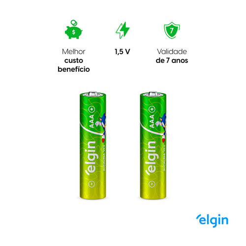 Pilha Elgin Alcalina AAA Cilíndrica - kit de 4 unidades