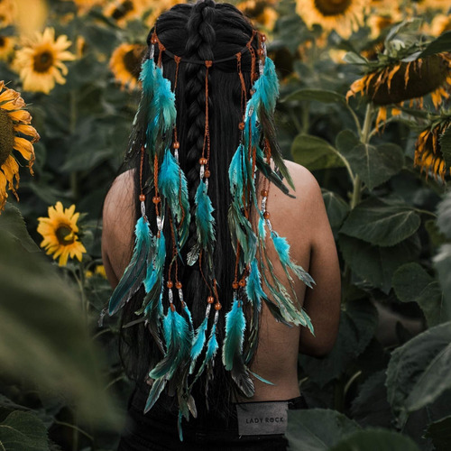 Una Diadema De Plumas Azules Bohemia