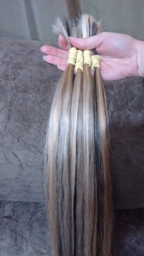 Imagem 3 de 3 de Cabelo Humano Loiro Mechado 50g 45cm Mega Hair