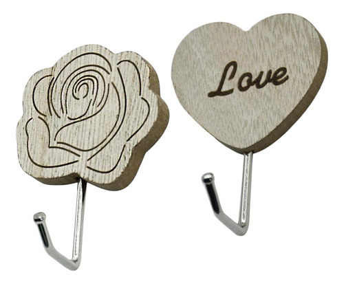 6x Percha De Madera Vintage Con Diseño Floral