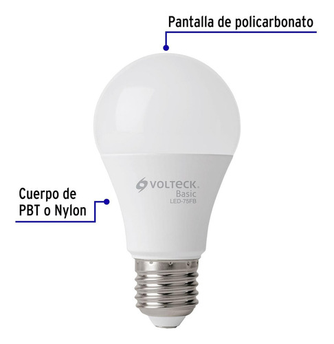 Lámpara De Led Tipo Bulbo A19 10 W, Luz De Día, Caja, Basic