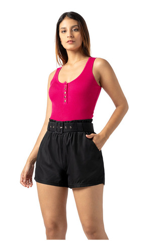 Polo De Hilo Sin Mangas Mujer Color Fucsia