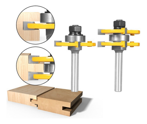 2 Peças De Fresa T-tenon De Três Arestas