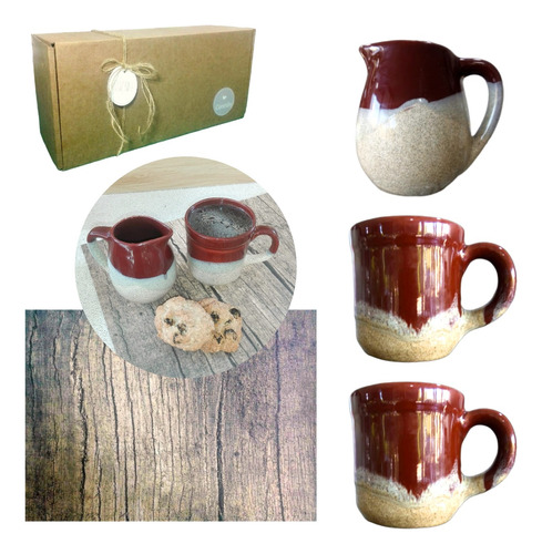 Set Desayuno Taza Box Artesanal Kit Regalo Cerámica Kvjc188