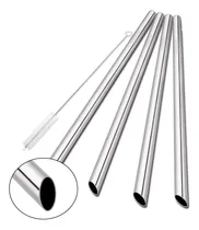 Comprar Set 4 Popotes Pajillas Grueso 12mm Acero Inox Reutilizable
