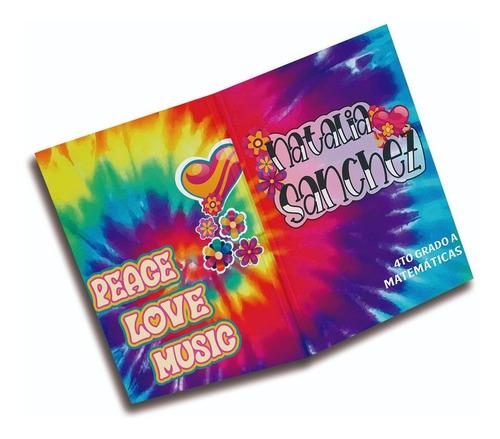 Kit Personalizado Forro Cuadernos Y Etiquetas Tie-dye Hippie