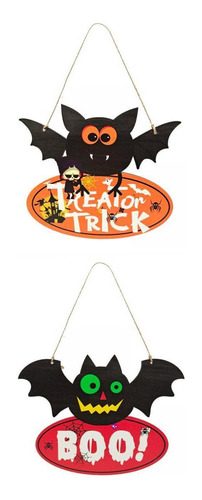 2x Decoración De Halloween Placa Colgante Placa Artesanía