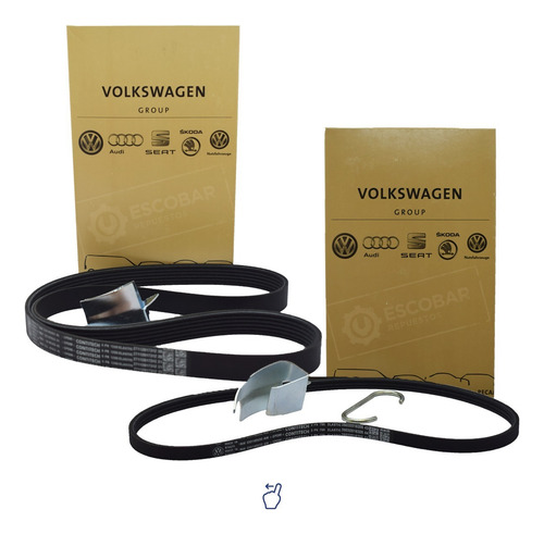 Kit Juego 2 Correa Poli V Vw Suran 1.6 8v Larga Corta Orig