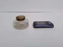 Comprar Antiguo Tintero De Escritorio, Campaña En Vidrio Tapa Bronce