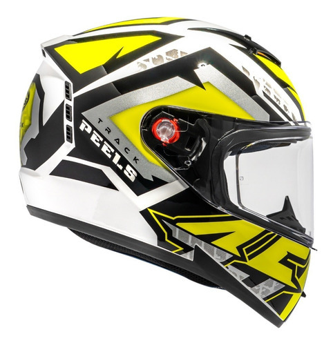 Capacete Moto Peels Icon Track Sem Óculos Interno Cor Branco com Amarelo Tamanho do capacete 60