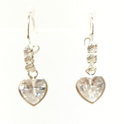 Aretes Corazon Lluvia Largos De Zirconias De Moda Plata 925