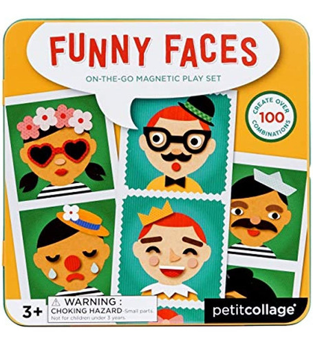 Petit Collage Funny Face Magnetic Travel Play Set - Juego Di