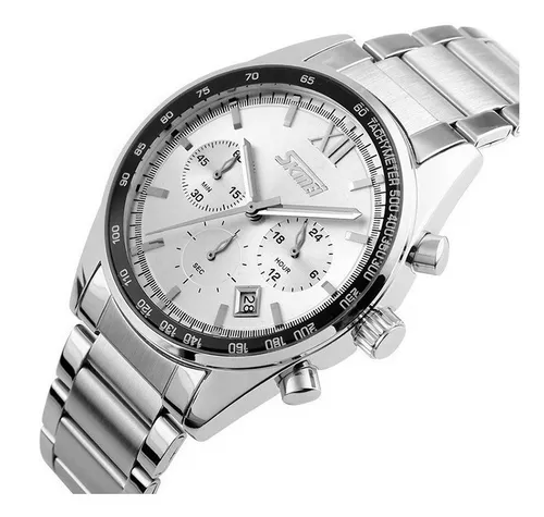 Reloj pulsera Skmei 9096 de cuerpo color plateado anal gico para