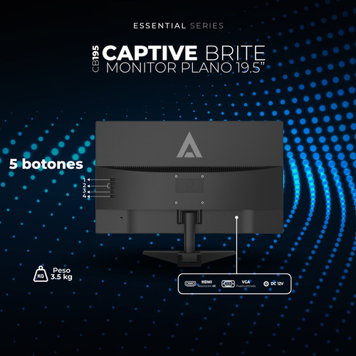 Monitor 19.5 Acteck Captive Brite Cb195 5ms 60hz Hd Vga Hdmi Negro
