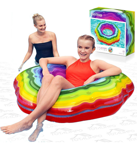 Inflable Salvavidas Arcoiris Bestway 36163 115 Cm Piletas