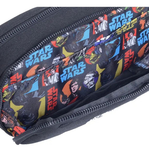 Estojo Duplo Star Wars Preto 2 Divisórias Disney - Luxcel