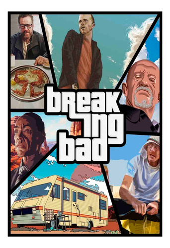 Cuadro Poster Premium 33x48cm Breaking Bad Gta Art