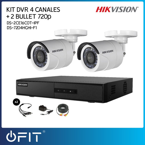 Imagen 2 de 10 de Camara Seguridad Kit Hikvision Dvr 4 Canales + 2 Bullet 720p