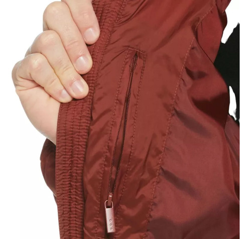 Chamarra Perry Ellis Lightweight Hooded Puffer Vino Hombre 4