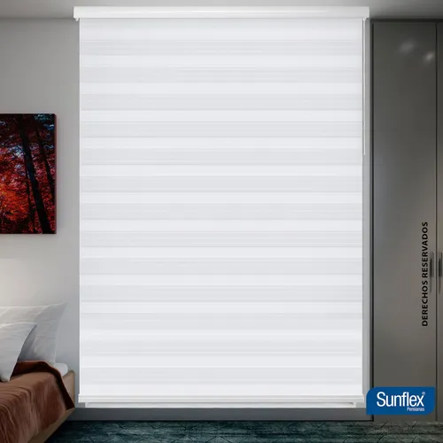 Cortina Roller Duo Ancho 120cm Alto 180cm Color Blanco Nacar
