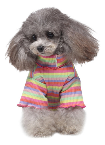 Jersey De Cuello Alto A Rayas De Color C Pet Clothes De Dos