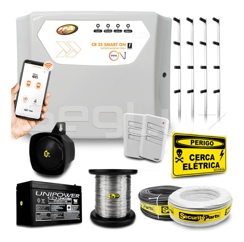 Kit Cerca Elétrica Alarme Ppa Wifi Residencial Comercial 30m