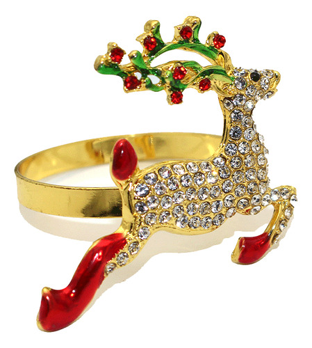 6 Servilleteros Navideños Con Forma De Ciervo Dorado