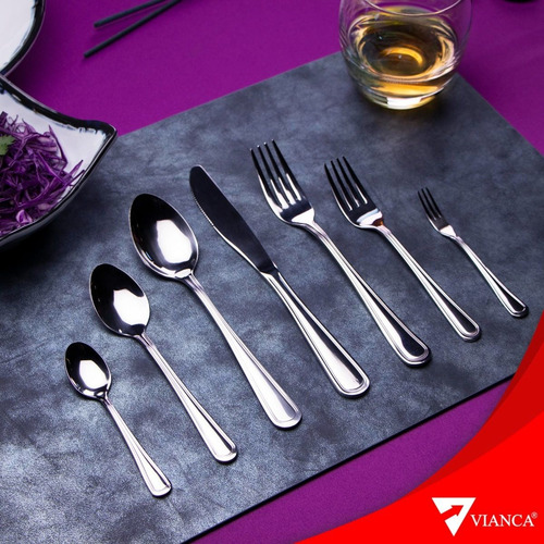 Cuchara Sopera Europea Vianca 12 Pz. Acero Inox. Aurora Mango Pulido espejo