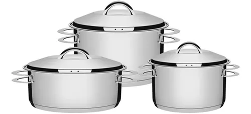 comprar Jogo De Panelas Inox 3 Peças Solar Tramontina Fundo Triplo