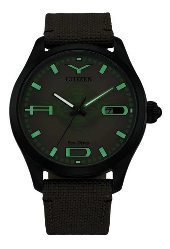 Reloj Citizen Yoda Star Wars Original Para Caballero E-watch Color de la correa Negro Color del bisel Negro Color del fondo Café