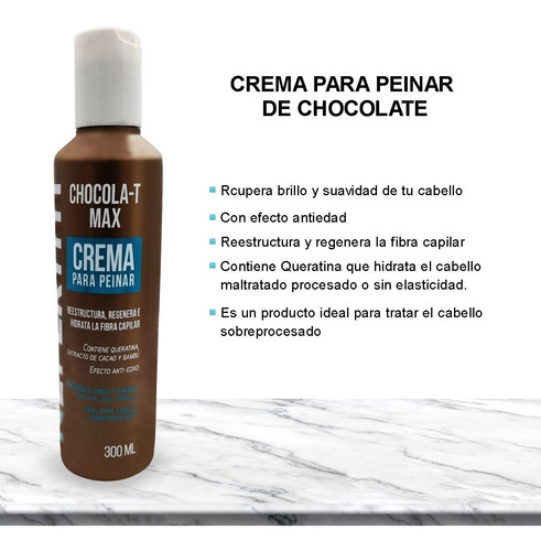 Imagen 4 de 10 de Crema Para Peinar Nefertiti Hidratación Chocola-t Max 300 Ml
