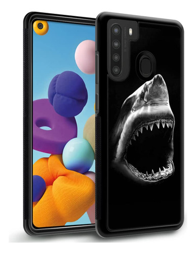 Funda Para Galaxy A21 Great Blanco Shark Silicon Suave