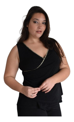 Imagen 1 de 5 de Remera Blusa Fiesta Musculosa Seda Talles Grandes Especiales