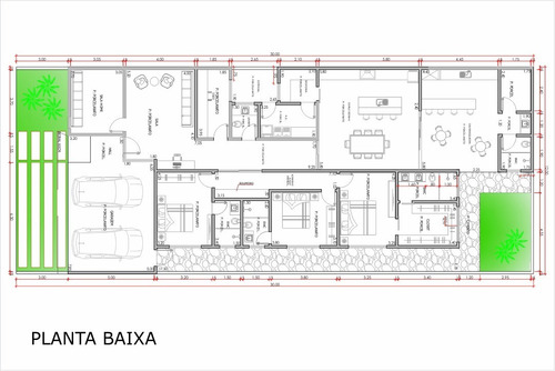 Imagem 2 de 9 de Planta De Casa Com 3 Quartos - Projeto Arquitetônico Ea-165
