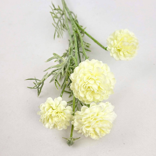 Zinia Branca Buquê 48x12cm Com 4 Flores Planta Artificial