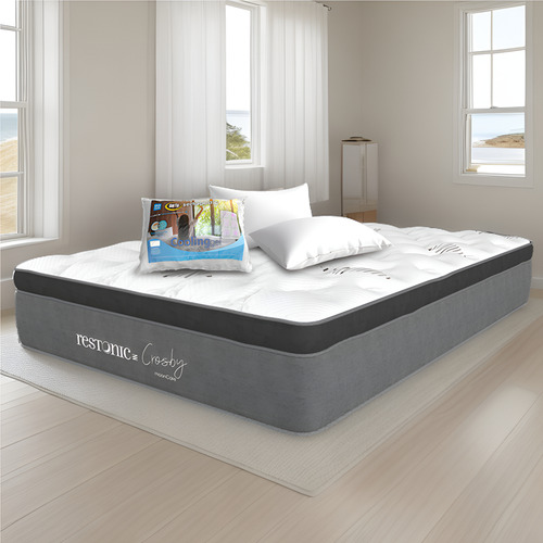 Colchón Restonic Matrimonial Cros + 2 Almohadas Memory Foam