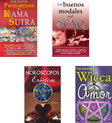 Pack 4 Libros Los Textos Prohibidos De Kamasutra+ Wicca, Etc