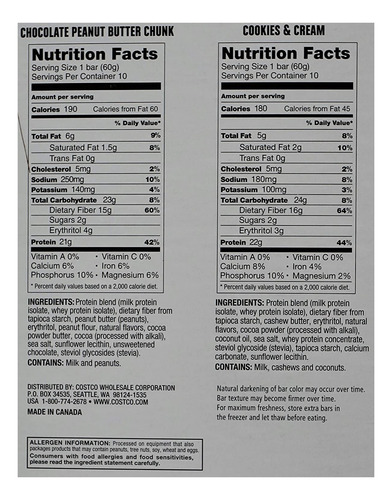 Kirkland Signature Barras De Proteínas Con Sabor A Mantequil