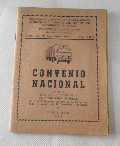 Antiguo Librillo 1975 Convenio Camioneros Y Trabajadores