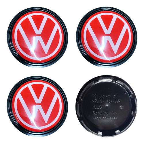 4 Centros Rin Vw Jetta Bicentenario 2011-2014 Logo Rojo 65mm