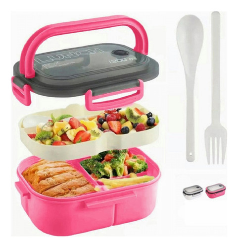 Fiambrera De Doble Capa Con Compartimentos Lonchera Bento