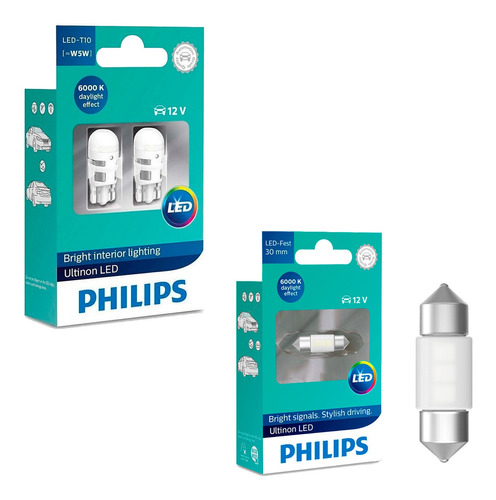 Kit Philips Ultinon 4 Led T10 + 1 Led Torpedo