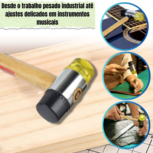 Martelo De Borracha Nylon Intercambiável Cabeça Dupla 35mm