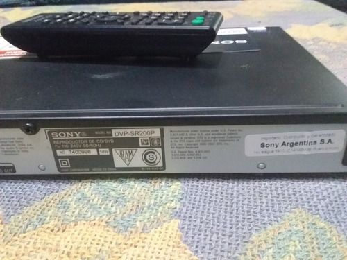 Reproductor De Dvd Y Cd Sony Mod. Dvp-sr200p Control Remoto